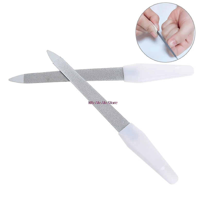 

1PC Durable Double Sided Plastic Handle Nail Files For Nail Art Buffer Pro Manicure Pedicure Tool
