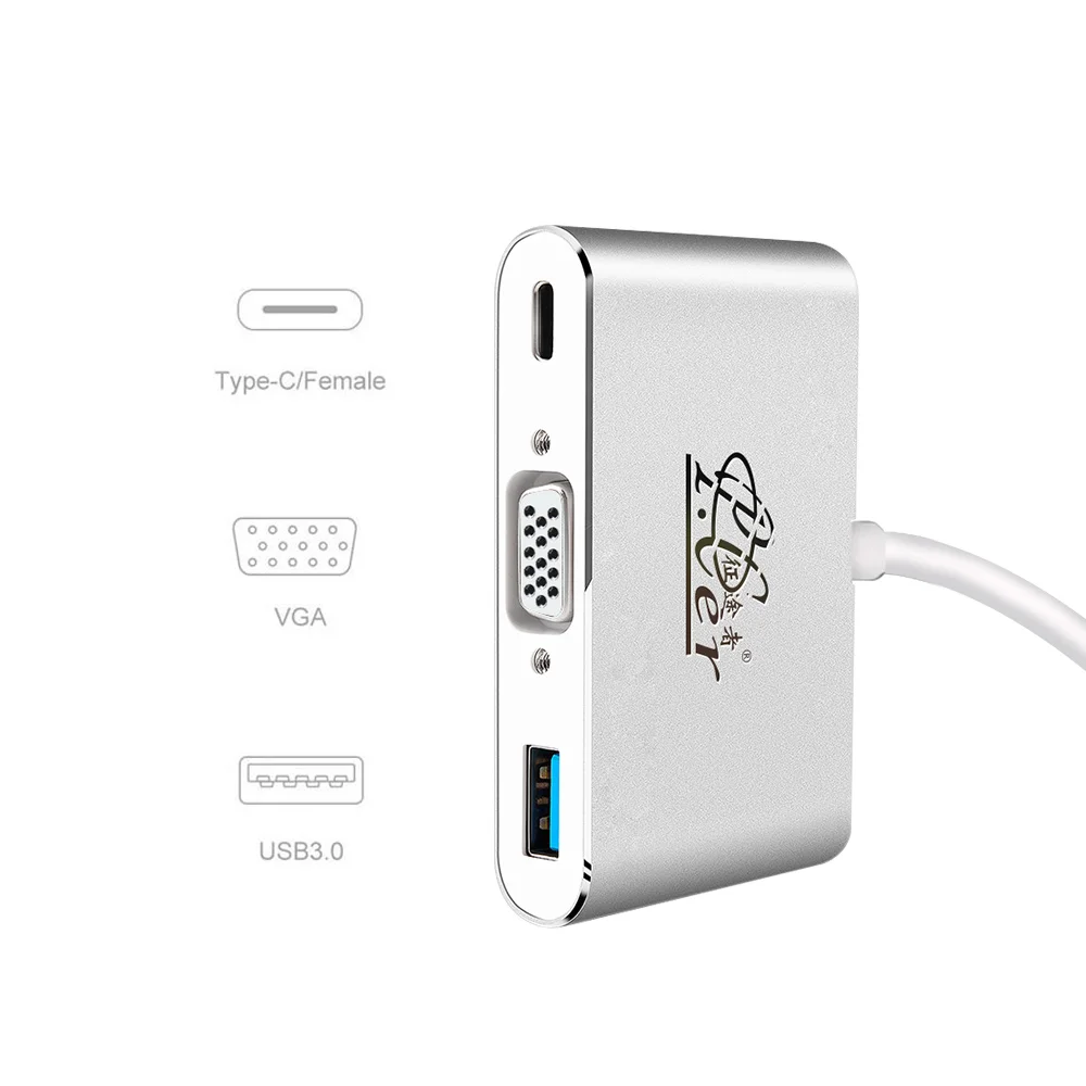 Адаптер для macbook pro huawei matebook samsung S8/S9 USB C VGA PD usb type c к + USB3.0 порт конвертер |