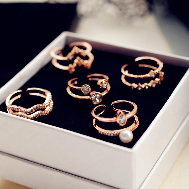 

Cross Pearl Rhinestone Women's Ring All-match Women's Ring Fashion Exaggerated Women's Index Finger Ring