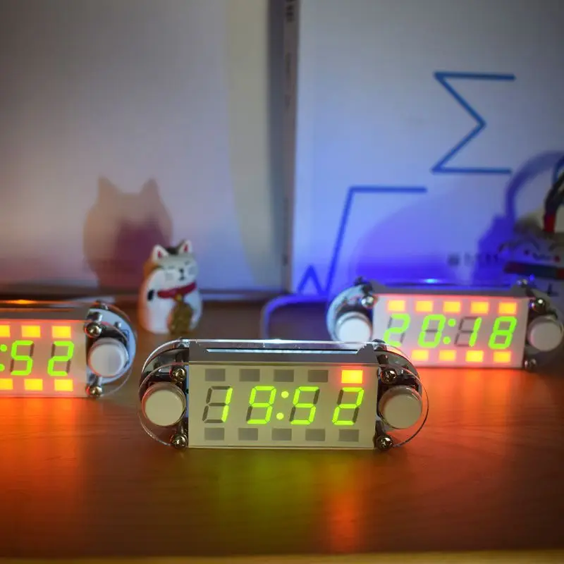 

Digital DIY Tube Alarm Clock Kit Date Countdown Temperature 12/24h C/F Display