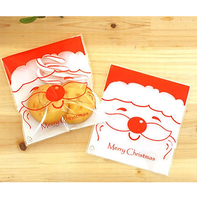 Самоклеящиеся рождественские пакеты для печенья конфет сладостей подарочные