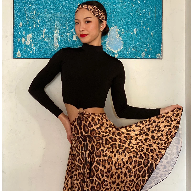 New Latin Dance Dress Women Practice Dancewear Leopard Salsa Rumba Modern Costumes Clothes DQS6458 | Тематическая одежда и