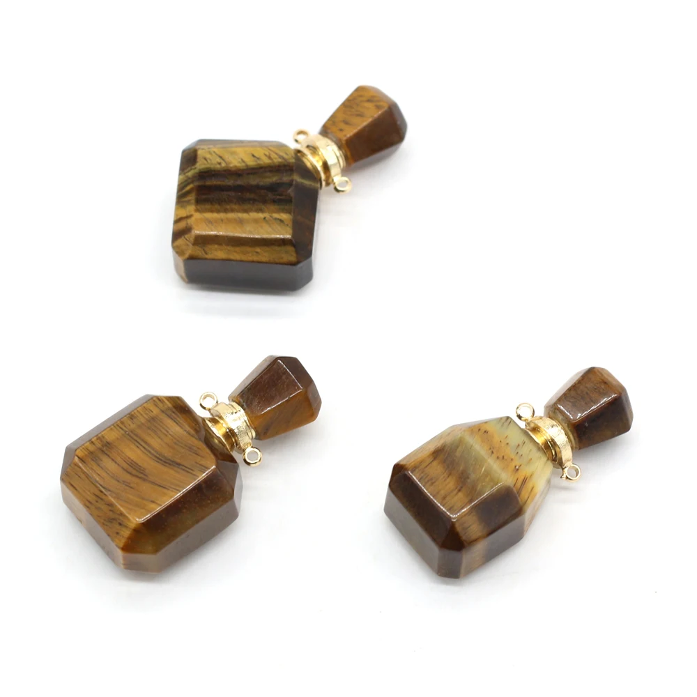 

Lady Pendant Natural Tiger Eye Stone Perfume Bottle Temperament Pendant for Jewelry Making Charm DIY Necklace Accessories