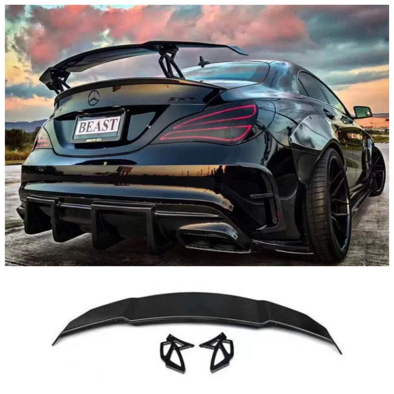 

Real Carbon Fiber Rear Trunk Lip Spoiler Wing For Mercedes Benz C-class CLA E-class CLS C63 CLA45 2018 2019 2020 2021 2022