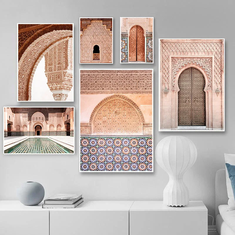 

Decoration Painting Pink Ins Style Architectural Photography Modern Wall Poster Picture For Living Room Bedroom Home Decor