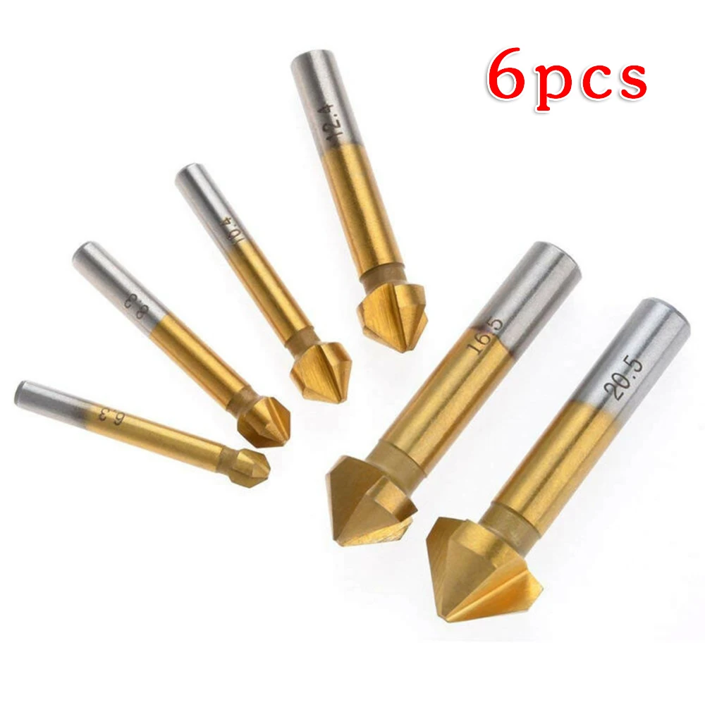 

Supplies Chamfer Cutter 6pcs Set High speed steel Countersink Drill Bit