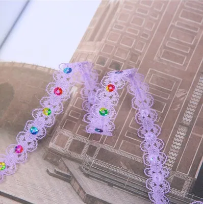 1M Lace Embroidery Fabric Organza 1.5CM Sequin Ribbon Sewing Accessories Trim Guipure Multicolor Sequins | Дом и сад