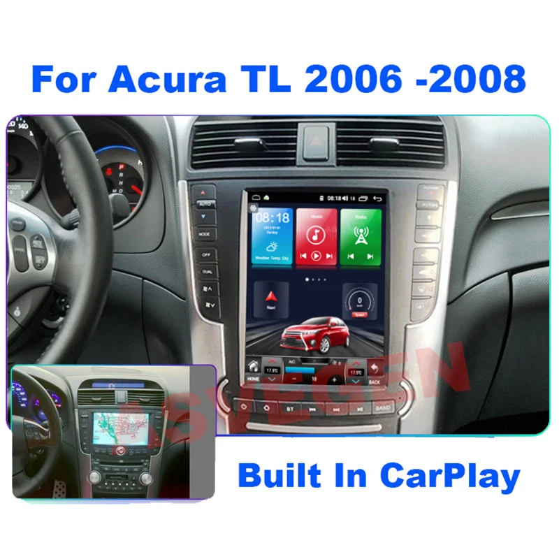 10 4-дюймовый автомобильный мультимедийный радиоплеер Android 11 для Acura TL 2006-2008 с Tesla 128G