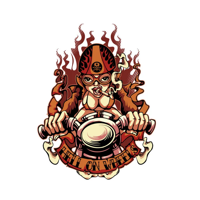

15CM Car Sticker Hell on Wheels Chick Funny Motorcycle Decal PVC Window Windshield Accessories
