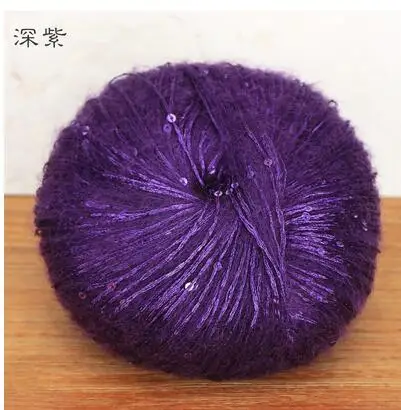 dark purple 1 шт. = 50 г, мохеровая пряжа с блестками для вязания крючком, пряжа с блестками для вязания вручную, мохеровые нити, шарф, палантин, мохеровая пряжа для вязания крючком - Цвет: dark purple
