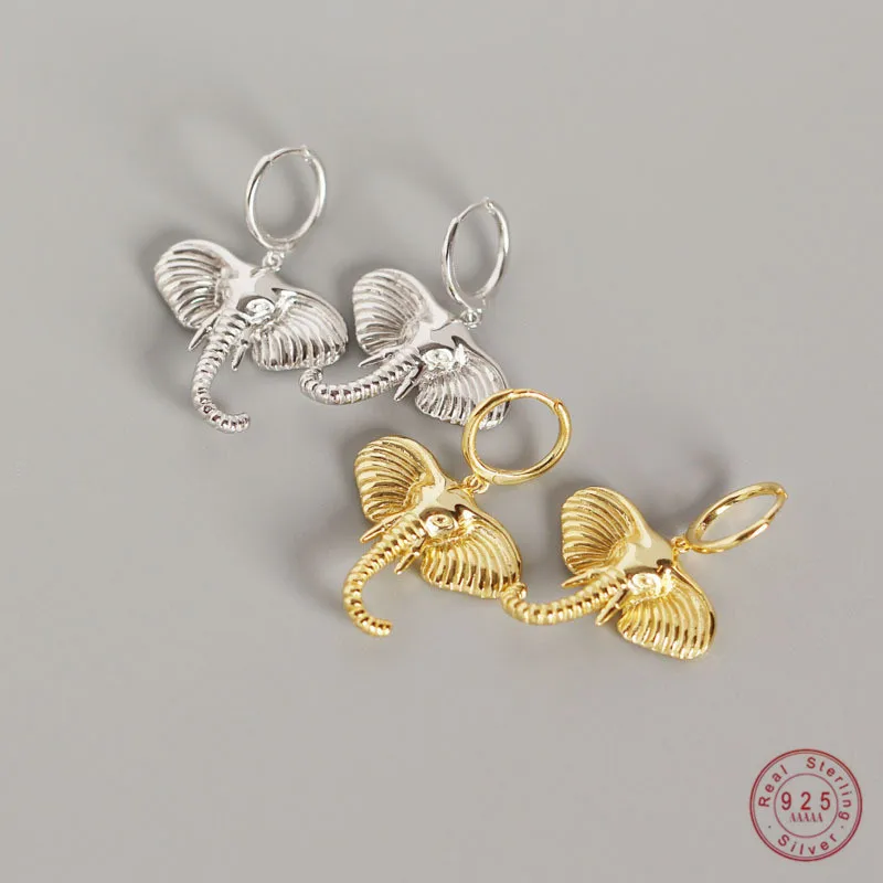 Серьги-гвоздики в виде слона из стерлингового серебра 925 пробы женская личность