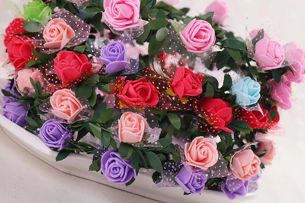 Регулируемая Женская корона с 12 цветами повязка на голову ручная работа гирлянда