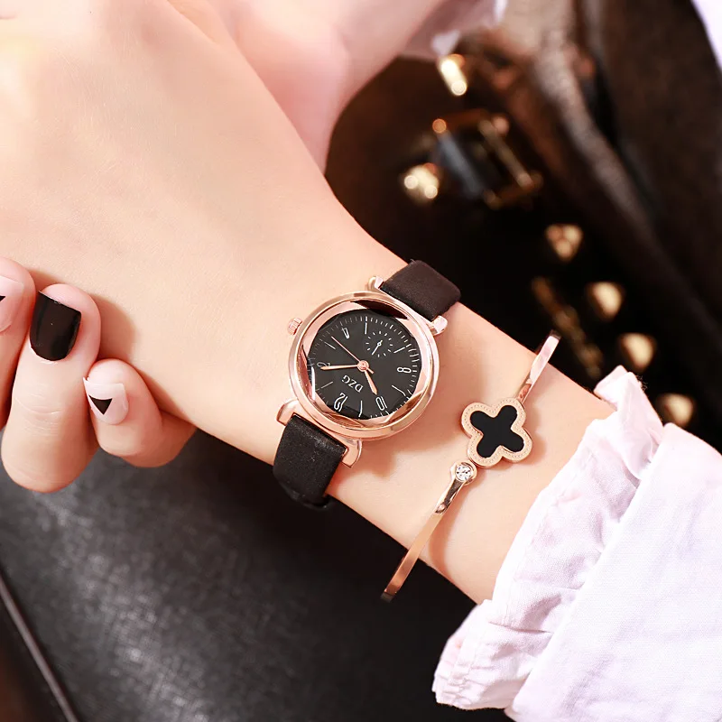 Шикарные Женские часы кожаный ремешок Корейская версия звездного неба Циферблат