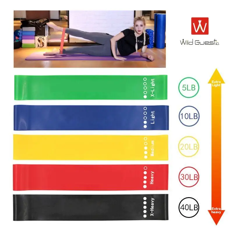 

Five Colors Fitness Resistance Band Yoga Tension Gym Rubber Pilates Training Elastic Equipment