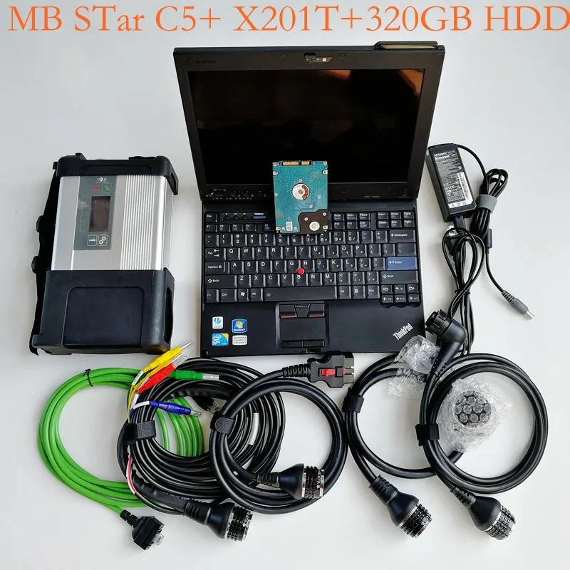MB STAR C5 SD подключения компактный 5 новейшее программное обеспечение Das DTS Monaco HHT WIS используется ноутбук X201T I7 процессор 4G для Mercedes диагностический инструмент - Цвет: C5 X201T HDD