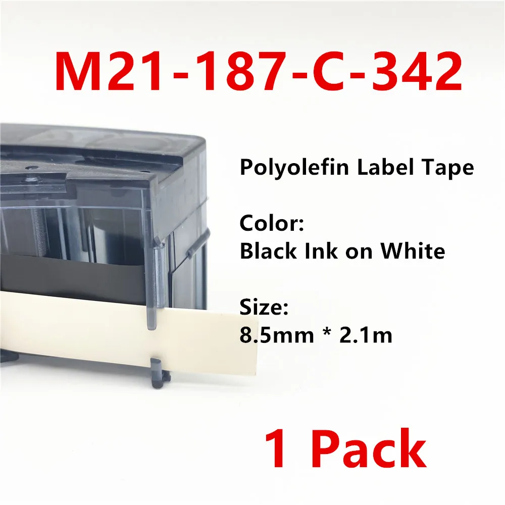 

1PK bmp21 label maker M21-187-C-342 for bmp21 PLUS bmp21 LAB printer Polyolefin label tape label ribbon 8.5mm * 2.1m BK on WT