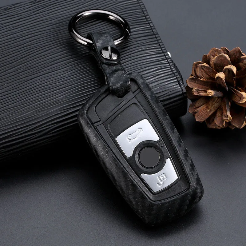 

For Bmw New 1 3 4 5 6 7 Series F10 F20 F30 Smart 3 Buttons Accessories Carbon Fiber Silica gel Auto Key Cover Shell Case