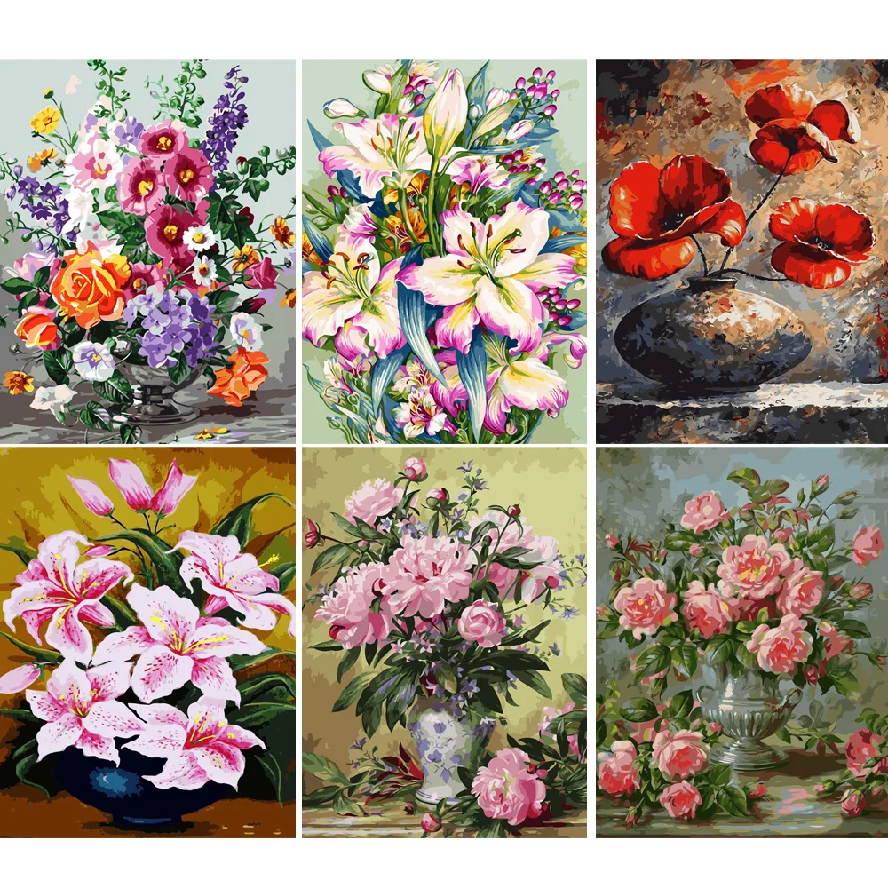 

VA-1460 Flowers In Vase Oil Painting By Numbers 40x50cm For Adult Handpainted Wall Decor On Canvas Drawing Coloring Home Decor