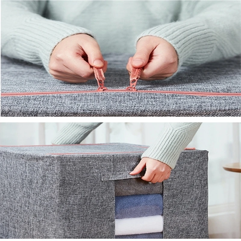 

Foldable Storage Organizer Quilt Thickened Storage Bag Wear-resistant Durable Portable Closet Clothes Storage Box Simple Style