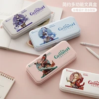 genshin impact kazuha baal rectangle pencil cases anime pencil bags stationery student school office stationary box pencilcases