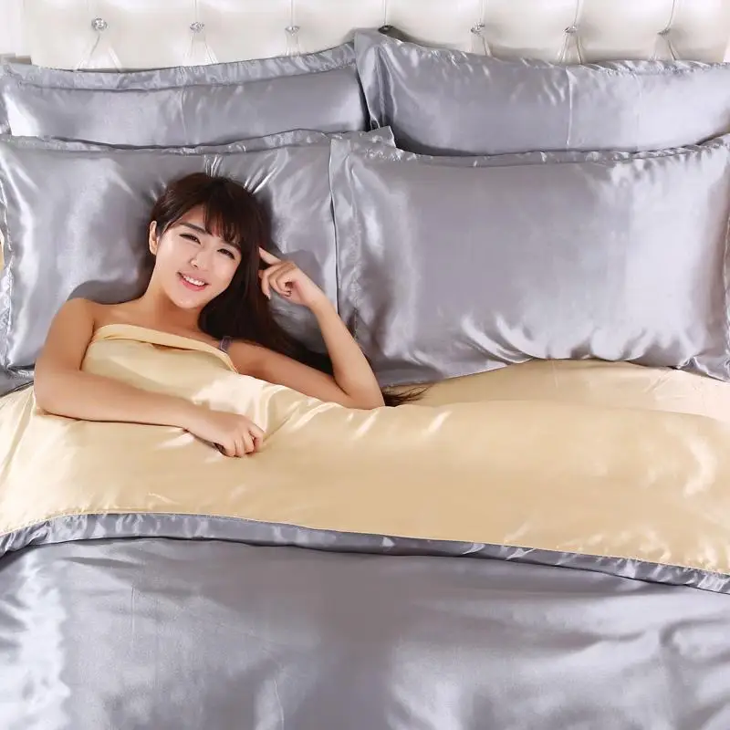 Роскошный Шелковый атласный комплект постельного белья 4 шт. Комплект