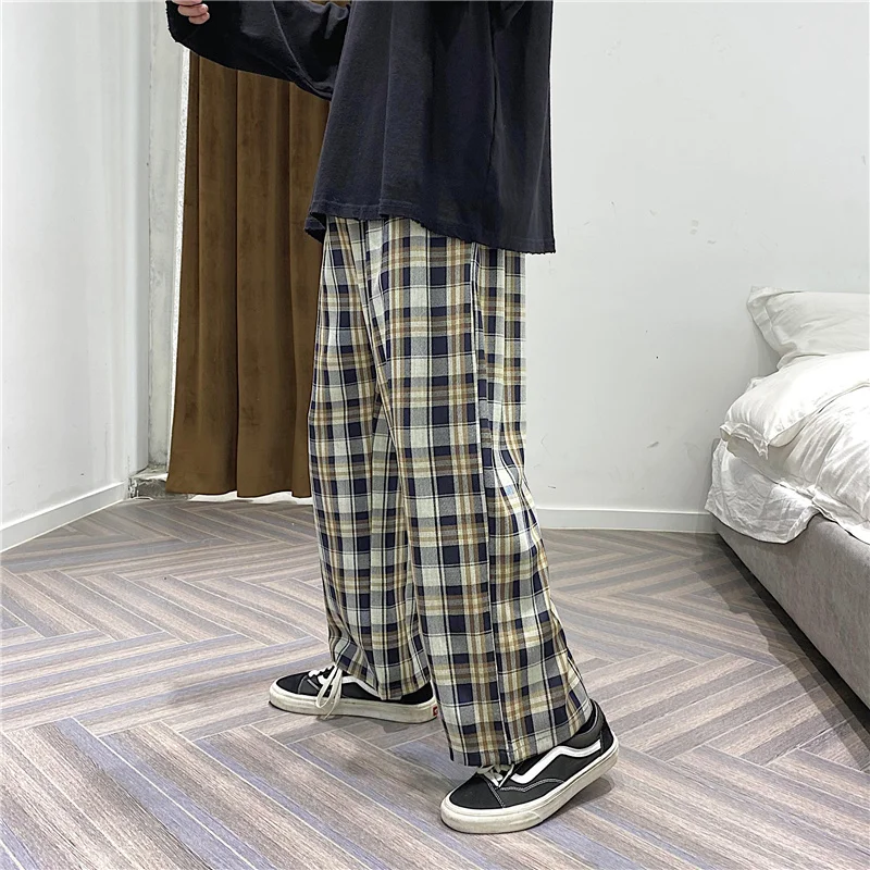 Женские клетчатые брюки свободные повседневные Прямые для девушек 2020|Брюки| |
