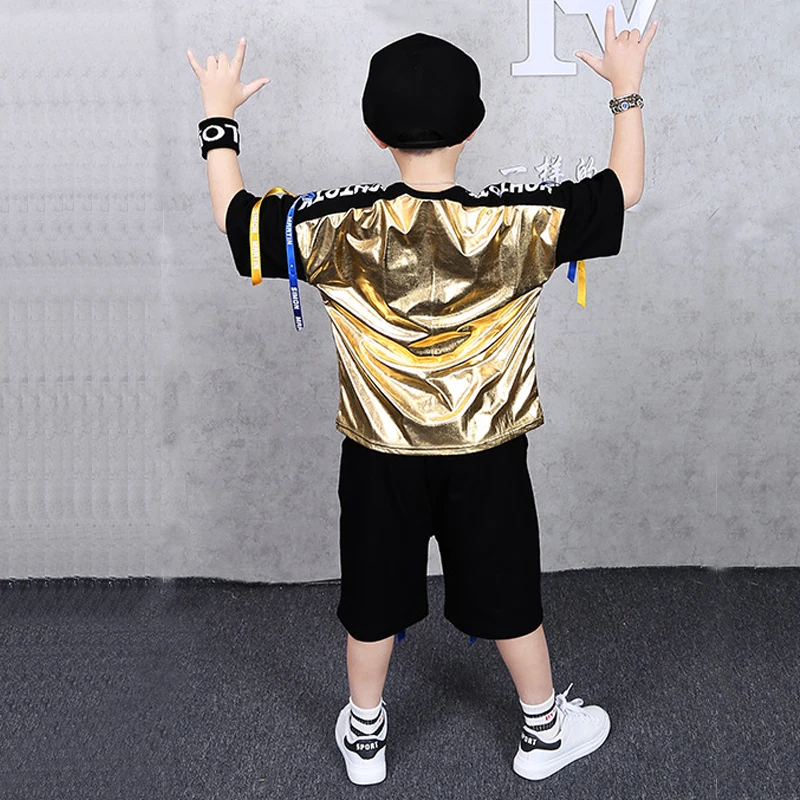 Костюм детский с блестками рубашка и брюки в стиле джаз танцевальный костюм