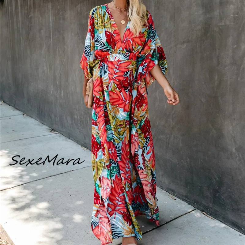 Лето 2019 богемные платья Модное Длинное Платье с принтом элегантное вечернее