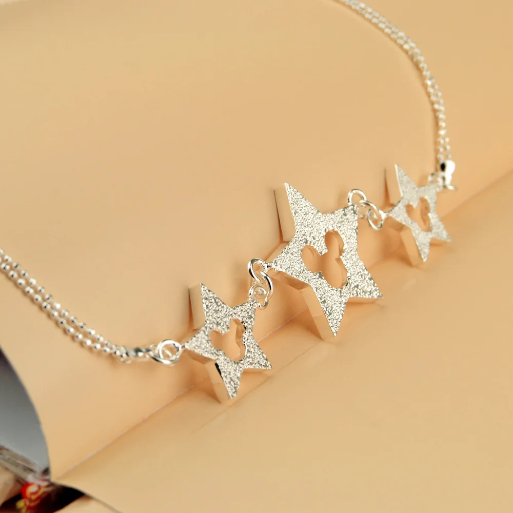 

Genuine 925 Sterling Silver Jewelry Set Women's Necklace/Earrings Chic Star Pendant Silver Chain Chokers Necklaces Birthday Gift