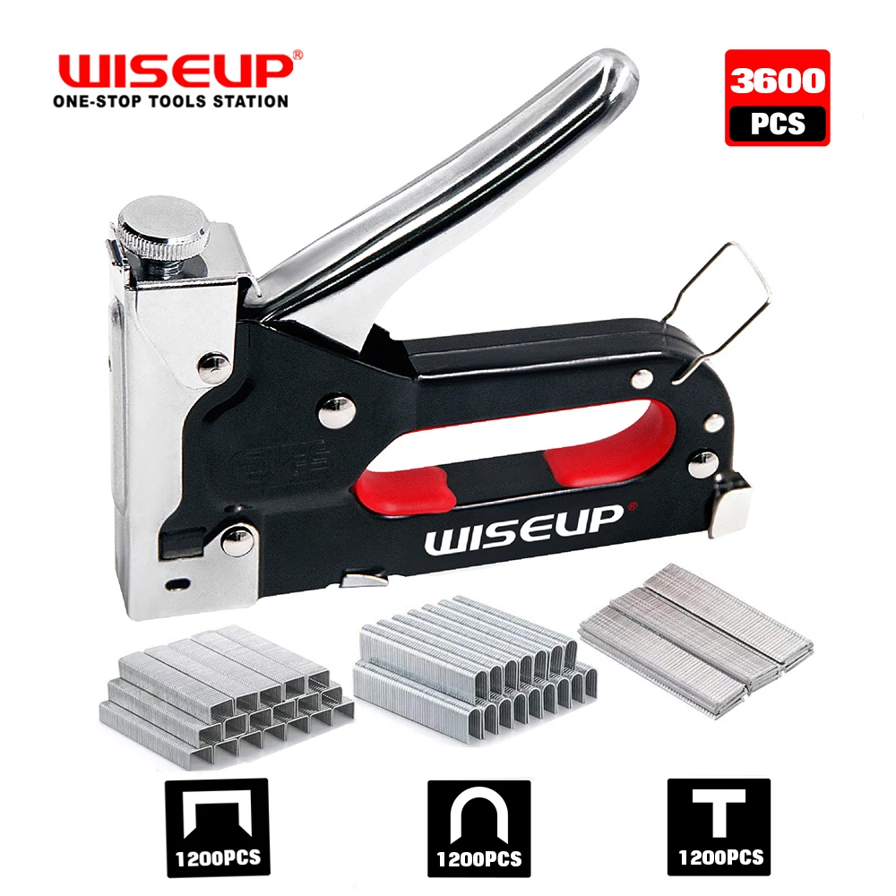 WISEUP Ручной пистолет для ногтей 3 в 1 с 3600 скобами степлер-пистолет строительных