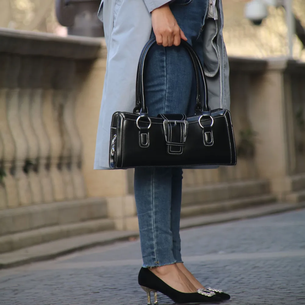 

Простая дамская сумочка из кожи, Роскошный дизайнерский тоут на плечо в стиле ретро, брендовая модная большая сумка