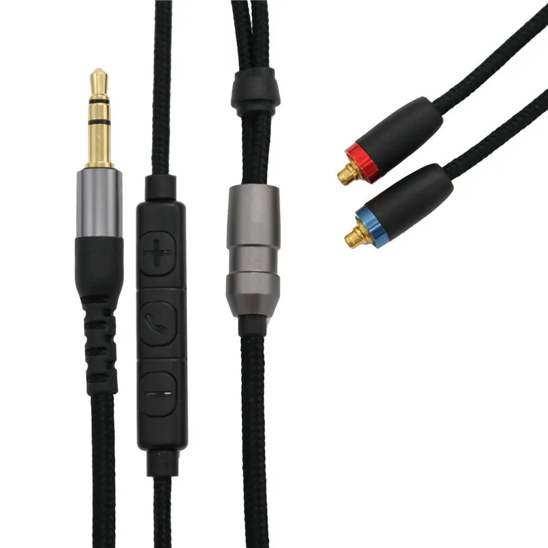 

3.0 Thick Line MMCX With Wheat Adjustable Tone Phone For Shure SE215 SE846 UE900 XBA-A3 2 H3 Headphone Cable Audio Cable