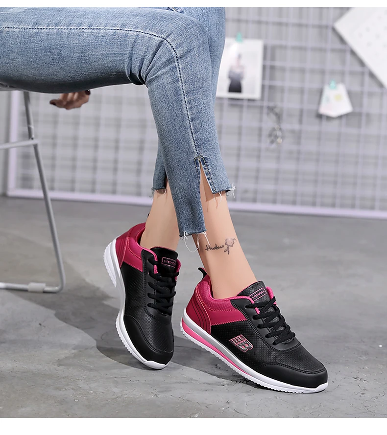 Size 35-41 New Fashion Tennis Shoes for Women Ultra-light Leather Blue Sneakers Gym Sport Shoes Tenis Feminino Basket Femme