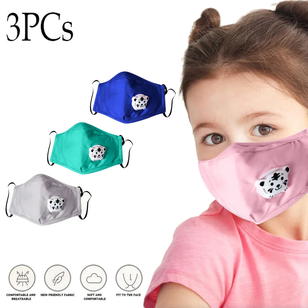 3 шт. Детская Хлопковая моющаяся Регулируемая Маска для защиты от дыхательных