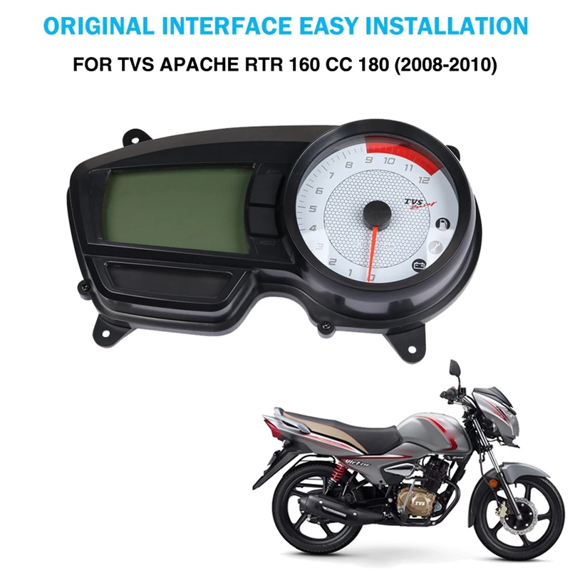 Motorcycle Tachometer Digital Odometer Motocross Speedometer Meter Gauge Dirt Bike for TVS APACHE RTR 160 CC 180