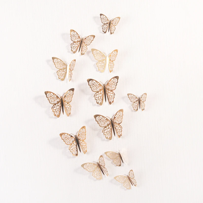 

12 Pcs/Set 3D Wall Stickers Hollow Butterfly for Kids Rooms Home Wall Decor DIY Mariposas Fridge stickers Room Decoration