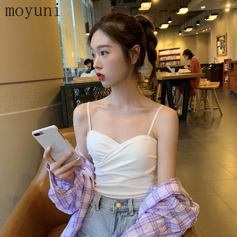 

White Slip Top Women's Summer Underwear Bandeau Short Top Clothes Outer Wear Bustier Top Y2K Gothic Body Kpop Tank Tops Cropped