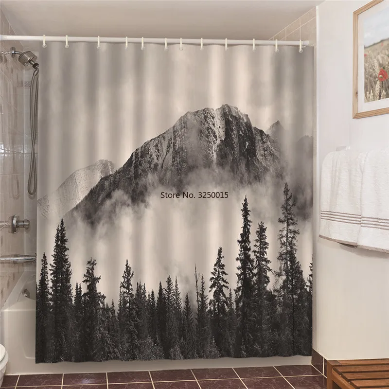 

Серые и белые занавески для ванной комнаты, домашние декоративные водонепроницаемые тканевые занавески для душа 90/120/150/180 Вт 180 ч, 3d занавеск...