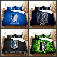anime bedding set 3d attack on titan printed king duvet cover pillowcase comforter cover adult kids boy bedclothes bed linens