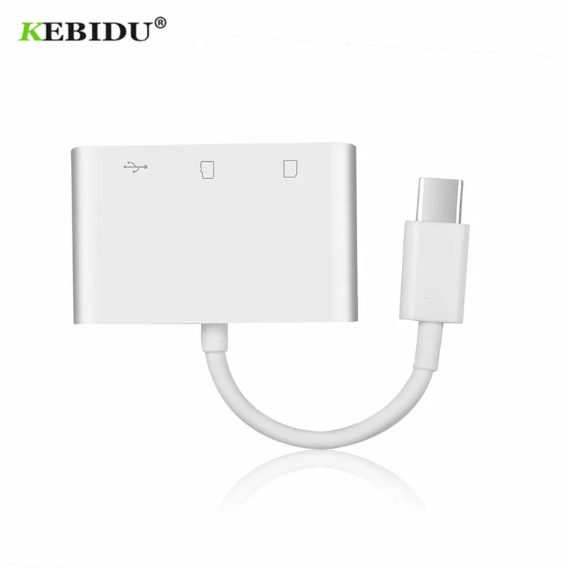KEBIDU 3 in 1 USB Type C Card Reader Adapter Cable SD&amp Micro SD TF Connection Smart Memory for Macbook Pro | Компьютеры и офис