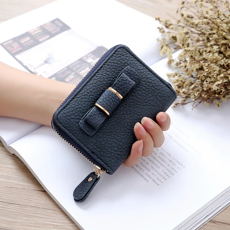 Женские милые кошельки с бантом Маленький модный брендовый кожаный кошелек