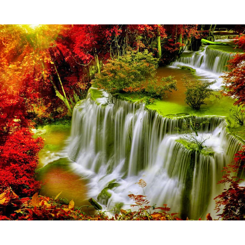 

Needlework Diy Diamond Painting Kits Waterfall Mangrove Paint With Diamond Embroidery Hotel Decorative Wall Art