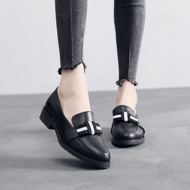 

Women's Flats Oxford Shoes Woman Genuine Leather Sneakers Ladies Brogues Vintage Casual Oxfords Shoes For Women Footwear 2020
