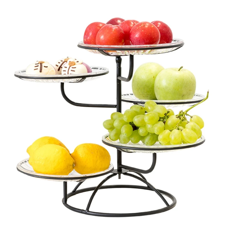 

5 Tier Countertop Fruit Vegetables Basket Iron Snacks Storage Bowl Stand Dessert Holder for Kitchen Dining Room Decor