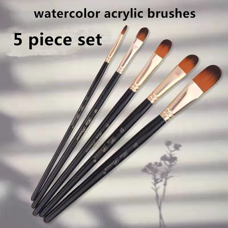 

Новые пять черных нейлоновых кистей, набор кистей «сделай сам» для рисования акварелью, предметы для рисования, искусственные кисти для рис...