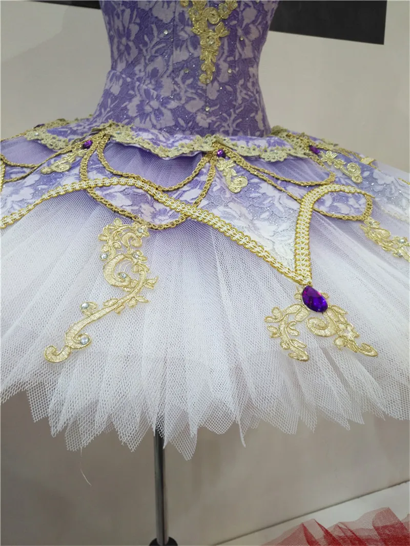 Женское платье пачка для балета профессиональное 12 слойное фиолетового