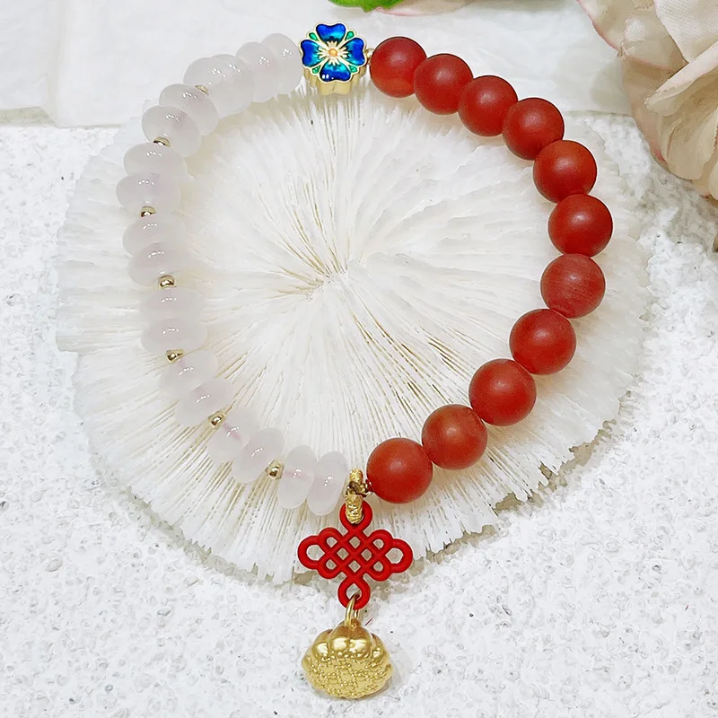 

Матовый красный агат в национальном стиле, дизайнерские браслеты на удачу с пряжкой, Женские Ювелирные изделия