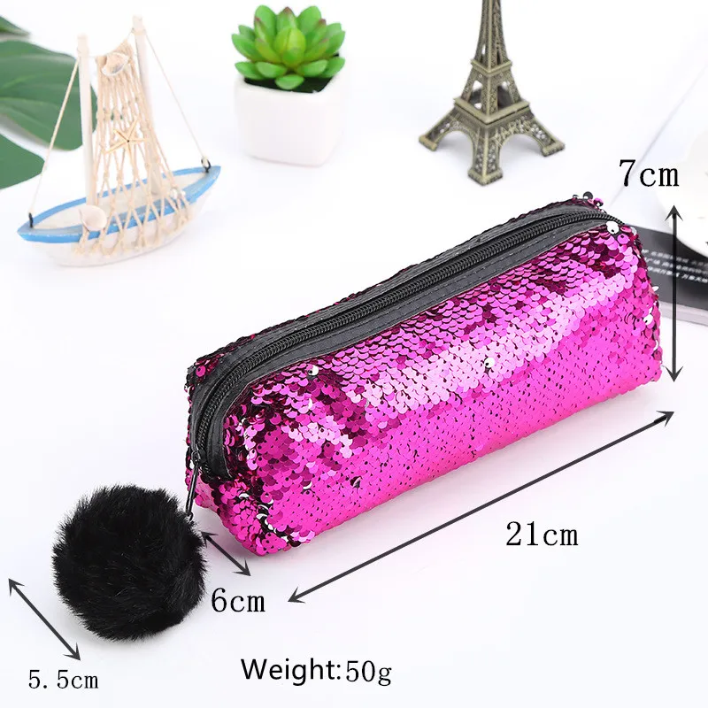 Новинка чехол для карандашей с двусторонними пайетками девочек школьные