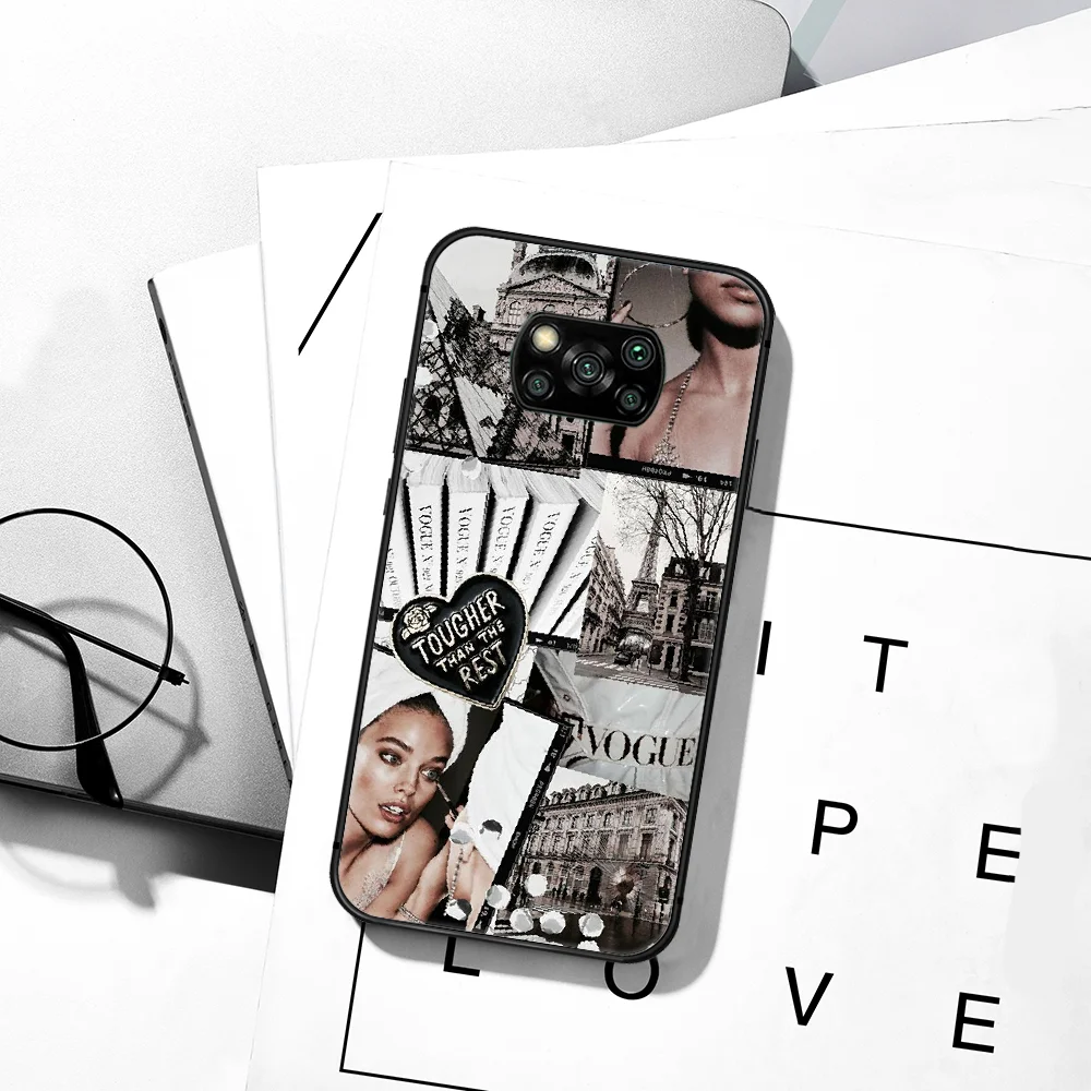 

Fashion VOGUE Charming Girl magazine Phone Case For Xiaomi Mi 8 9 Note 10 A3 9T 10T 11 Poco x3 Lite Pro NFC Ultra black Cover