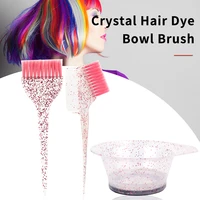 crystal transparent hair dye brush and bowl hair dyeing set soft hair tip tail brush dyeing paste color mixing oil baking bowl